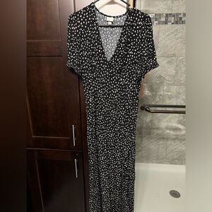 Black fitted maxi dress.